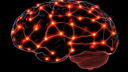 Poster - Futuristic Brain Model with Bright Neural Connections and Patterns