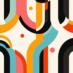 Aufkleber - Colorful Abstract Composition with Dynamic Shapes and Patterns