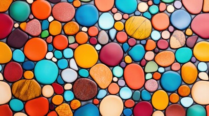 Poster - Vibrant Colorful Pebbles and Stones Arranged in Artistic Background