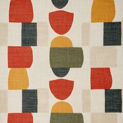 Aufkleber - Abstract Textile Pattern with Bold Shapes and Warm Colors
