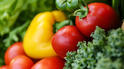 Leinwandbilder - Fresh Vibrant Vegetables Including Tomatoes and Bell Peppers : Generative AI