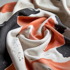 Poster - Abstract Textile Fabric Design in Orange, Black, and White Colors