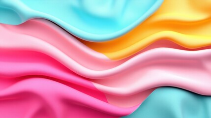 Fototapete - Colorful Wave Fabric Background with Smooth Flowing Textures