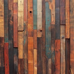 Aufkleber - Colorful Wooden Planks with Distressed Textures and Patterns
