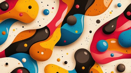 Poster - Colorful Abstract Flowing Shapes with Bright and Dark Elements