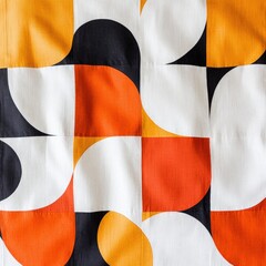 Poster - Geometric Fabric Texture with Bold Colors and Circular Patterns
