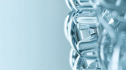 Poster - Close-up view of intertwined glass-like structures against a soft blue background