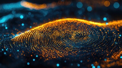 Poster - Colorful Glowing Particles Forming Abstract Waves on Dark Background