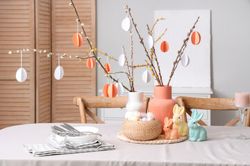 Wall Mural - Festive Easter table setting in light dining room