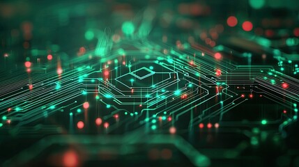 Poster - Abstract Digital Circuit Board Background with Glowing Lights