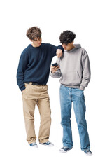 friends checking social media on a smartphone together