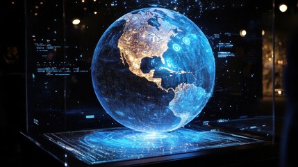 Poster - Global Network: A Futuristic Digital Earth Display
