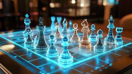 Poster - Futuristic Chess Game: Digital Strategy and Competition