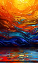 Poster - Colorful wallpaper. Gradient wavy background. Abstract fabric. Perfect for interior decor or elegant backdrop