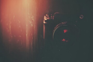 Aufkleber - Vintage camera lens in low light.