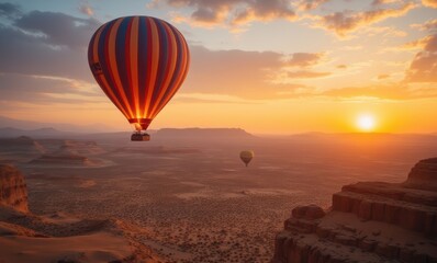 Canvas Print - Colorful hot air balloons at sunset