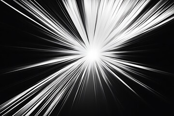 Aufkleber - Abstract black and white radial burst light rays.