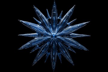 Aufkleber - abstract blue crystal starburst on black.
