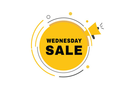 Wednesday sale banner label icon loudspeaker flat design template. Vector sign.
