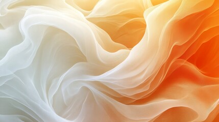 Wall Mural - Elegant and flowing fabric depicted in shades of white and orange