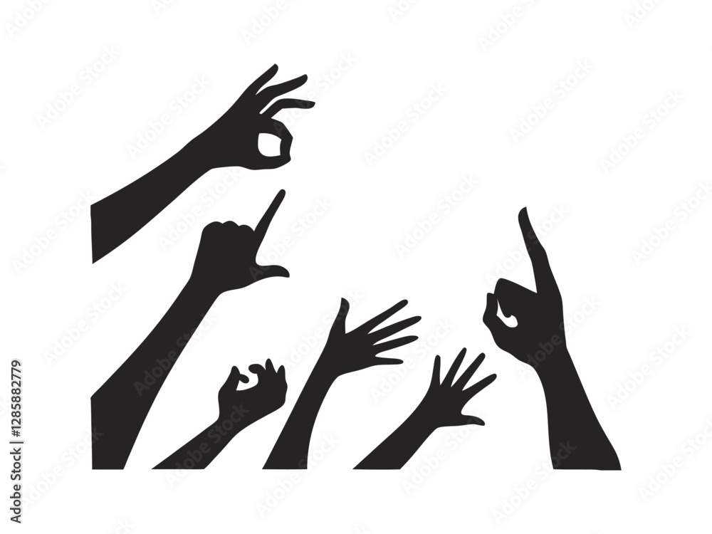 Collection of Hand Silhouette. Collection of Hand Silhouettes Various ...