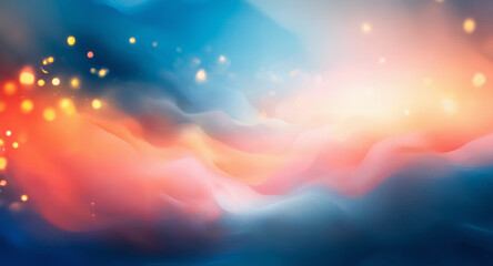 Wall Mural - soft blending of orange and blue hues creates a dreamy and ethereal atmosphere. bokeh lights add a m