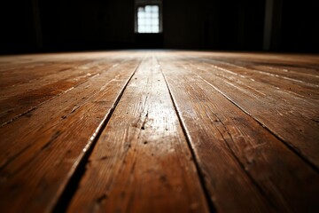 Wall Mural - Empty room with worn wooden floor and window light