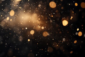 Aufkleber - Abstract gold bokeh lights on black background.