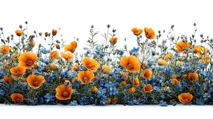 Wall Mural - Glowing Wildflowers Swaying in the Breeze Serene and Vibrant White Background Freedom Concept