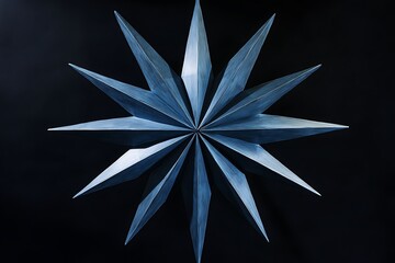 Aufkleber - Blue starburst, geometric design, dark background.