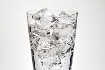 Poster - A clear glass filled with cold water and ice cubes