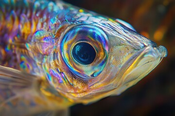 Poster - Close-up view of a fish's eye with blurred surroundings
