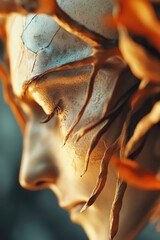 Aufkleber - A detailed image of a woman's face on a statue, suitable for use in art or history contexts