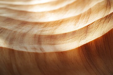Poster - Close-up of carved light brown wood texture with concentric circles and sunlit highlights.