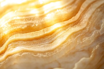Poster - Close-up of layered, translucent, golden-yellow stone texture with light reflections.