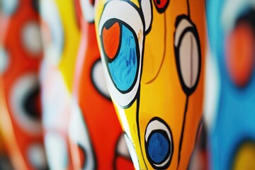 Poster - Close-up view of multiple colorful vases