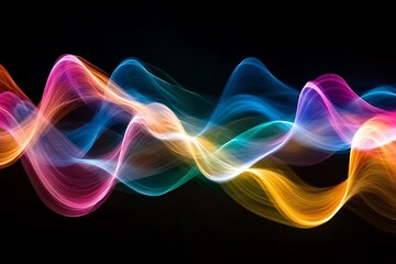 Aufkleber - Colorful abstract wave pattern on black background.