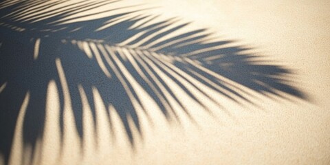 Poster - a shadow of a palm leaf on a wall, suitable for interior design or architecture backgrounds