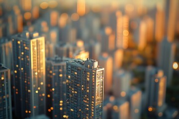 Poster - Aerial view of city skyscrapers, daytime scene