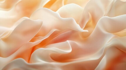 Wall Mural - Soft flowing textures of peach and cream colored fabric