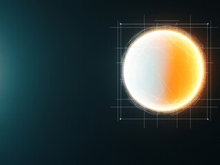 Wall Mural - Glowing celestial body softly illuminates dark space geometrically framed. AI Generated