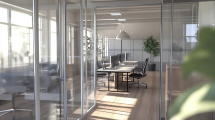 Poster - A room with a table and chairs, perfect for studying, working or meeting