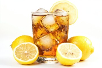 Poster - A refreshing drink made with iced tea, lemons, and ice, perfect for hot summer days
