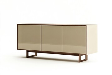 Poster - A white and brown cabinet on a clean white background