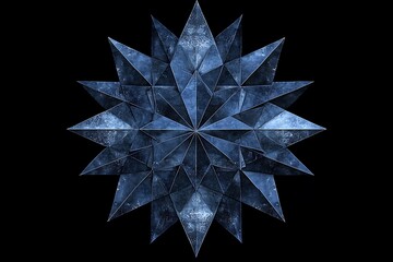 Poster - Dark blue geometric star, crystal, polygon, abstract design.