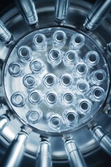 Poster - A close-up shot of a machine filled with multiple bottles, suitable for use in industrial or commercial settings