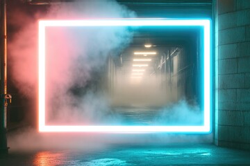 Wall Mural - A neon sign with smoke effects, ideal for futuristic or modern concepts