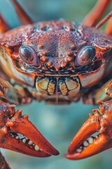 Poster - A close-up view of a crab's face, great for use in marine-themed designs or educational materials