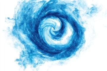Poster - A vibrant swirl of blue paint on a white background