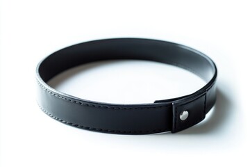 Poster - A close-up of a black leather bracelet on a white background
